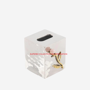 Porte-serviettes de forme carrée moderne avec design organisateur fait à la main en métal massif en laiton support de boîte à mouchoirs pour la décoration intérieure - Product Image 4