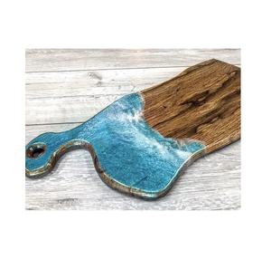 Planche de service de découpe en résine époxy pour aliments, design en bois, décor artistique, olive, noyer et résine époxy, offre spéciale - Product Image 3