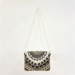 Banjara Boho diseñador hecho a mano bolso de mano de noche señoras con cuentas bordado de piedra elegancia Cultural obra maestra cuero de lujo - Product Image 1