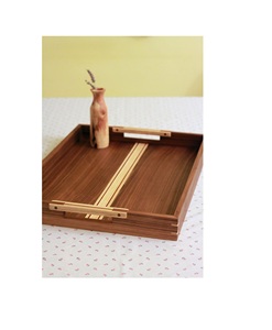 Bandeja redonda de madera hecha a mano para servir, elegante, elegante, diseño duradero, perfecto, moderno, contemporáneo, casas, fiestas, celebraciones - Product Image 2