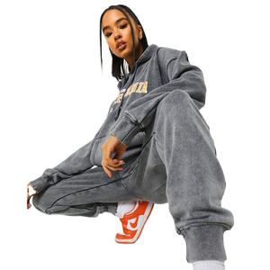 Unisex Vintage <b>Oversized</b> Acid Wash Tracksuit-Cozy Hooded <b>Joggers</b> and Loungewear Solid Pattern 2-in-1 Design for Fall Winter - Product Image 3
