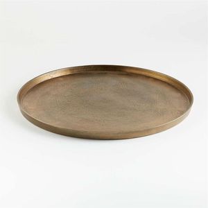 Bandeja Redonda de Aluminio Texturizado Hecha a Mano, Bandeja Decorativa de Metal Dorado con Asas Laterales, Duradera para Hostelería y Catering - Product Image 6