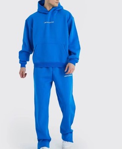 Sergé vente en gros hommes bleu Royal survêtement doux coton polaire personnalisé imprimé respirant 2 1 conception hiver OEM Service côté - Product Image 5