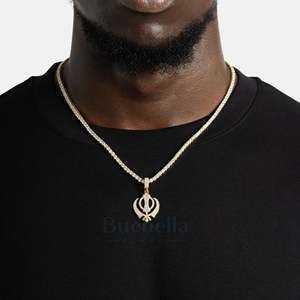 Bijoux Hip Hop pour Hommes Mode Pendentifs en Argent Sterling 925 Charmes Design de Forme Spéciale Khanda Pendentif en Moissanite - Product Image 2