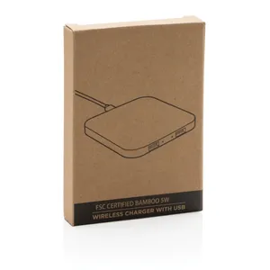 Caricatore Wireless Ecologico 5W in Bambù, Gadget USB Promozionale - Product Image 4