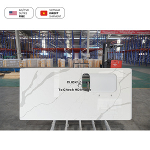 Nhân tạo calacatta đá thạch anh Countertop đúc sẵn bảng trắng Counter Top slab chế tạo - Product Image 4