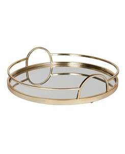 hot sale luxury Circular Shape Metal <b>Mirror</b> Shining Finished Food Serving Tray <b>With</b> <b>Crystal</b> Beaded Border For Sale - Product Image 5