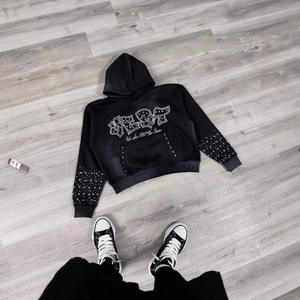 Diseño de diamantes de imitación de moda nueva sudadera con capucha para hombres y mujeres Sudadera con capucha suelta y personalizada Tendencia 2026 - Product Image 4