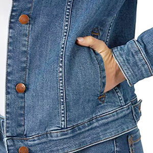 Gran oferta, chaqueta vaquera de estilo Vintage para mujer, Chaquetas vaqueras recortadas plisadas lavadas con piedra personalizadas, relleno de algodón - Product Image 4
