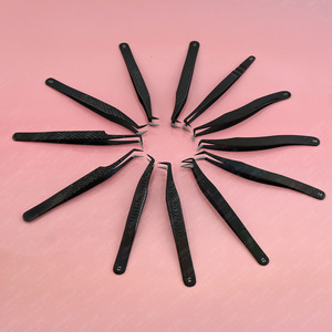 Pince à épiler personnalisée pour la fabrication d'éventail de cils d'artiste Ventilateur de précision pour le volume et le ramassage Outil d'extension de cils de précision mince Finition noire - Product Image 3