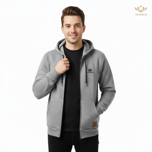 Sudadera con capucha/cierre de cremallera de forro polar estampado de punto grueso para hombre Yokebud OEM al por mayor, calidad premium - Product Image 2