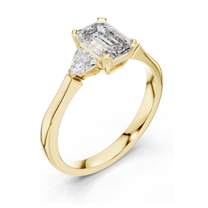 1.3 CT <b>Emerald</b> Cut Lab Diamond Three-Stone <b>Ring</b> for Women VVS-VS EF Clarity 18KT, 14KT, 10KT Gold & 925 <b>Silver</b> Rose, - Product Image 5