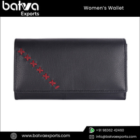 Dompet Wanita Kulit Asli Vintage Elegan dengan Ritsleting dan Kancing Berkualitas Tinggi untuk Penggunaan Sehari-hari, Dilengkapi RFID Blocking, Lapisan Poliester, Logo Panjang
