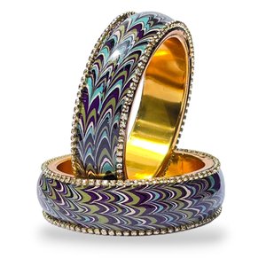 Bracelet Artful Luxury en marbre, motif vague, laiton doré et métal - Product Image 6