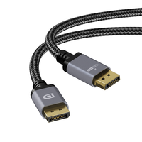 Câble DP 2.1 personnalisé 1M/2M/3M 80 Gbps HDR 16K 60Hz tressé en nylon mâle-mâle pour HDTV et projecteur
