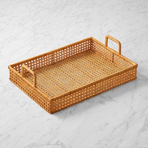 Magnifique plateau de service rectangulaire en rotin avec poignées, plateau de présentation en osier fait à la main, organisateur robuste pour la cuisine - Product Image 3