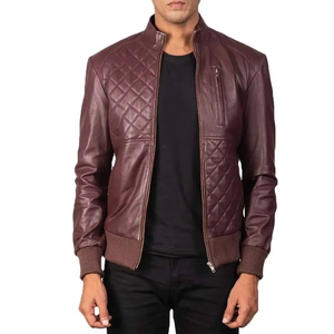 Premium Quality Wholesale Custom OEM <b>Men's</b> Stand Collar <b>Leather</b> <b>Jacket</b> Lightweight Motorcycle Style <b>Leather</b> <b>jacket</b> for <b>men</b> - Product Image 2