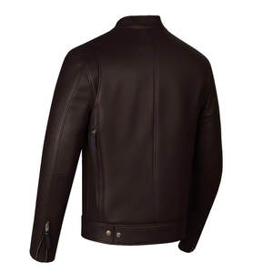 แจ็กเก็ตหนังวินเทจของผู้ชายคุณภาพพรีเมี่ยมดีไซน์ทนทานคอตั้งใส่ได้ทุกฤดูมีซิปซักด้านหน้า - Product Image 3