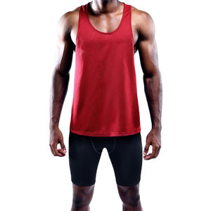 Débardeur de course à pied d'entraînement athlétique pour hommes vente en gros respirant tricoté Stringer Singlet avec décoration personnalisée - Product Image 1