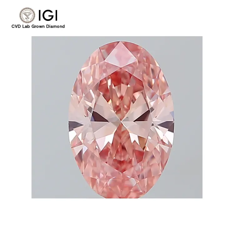 Diamants de laboratoire certifiés IGI taille ovale couleur rose vif 2.39 carat VS1 clarté CVD en vrac pour la fabrication de bijoux