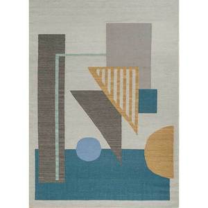 พรมขนสัตว์ทอลายตารางสีน้ำเงิน รุ่น Adwl-13090 ลายแบบนามธรรม สำหรับห้องโถงทางเดินในบ้าน รูปทรงสี่เหลี่ยมผืนผ้า วัสดุวิสโคส สำหรับห้องนั่งเล่นและห้องนอน - Product Image 1