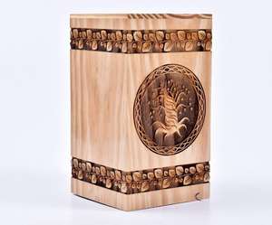 URN Urna de madera de pino para árbol de la vida humana Cremación personalizada para cenizas Hecho a mano Grande - Product Image 6