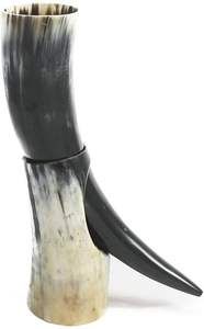 Cuerno de búfalo Natural vikingo Cuerno para beber pulido Tallado Antiguo Viking Beber Cuerno de latón Uso para la barra del hogar - Product Image 4