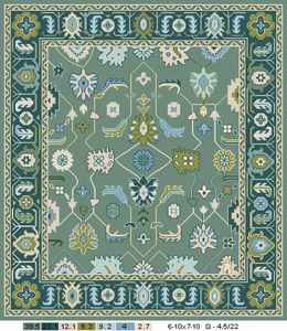 Vente chaude Vert Vintage Oushak Tapis 7x8 Noué À La Main 10x8 Tapis Ensemble pour Salon Exercice Tailles Disponibles 6x8 4x6 5x7 - Product Image 3