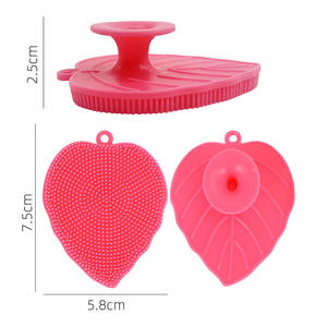 Cepillo de silicona con forma de hoja para lavar la cara, limpiador facial de cerdas suaves, removedor de puntos negros, limpiador de poros cerrados, cepillo para champú de bebé - Product Image 6