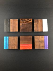 Vente en gros de sous-verres créatifs en bois avec ombrage noir et doré en résine de forme personnalisée sous-verres pour mariage, café, thé personnalisés - Product Image 3