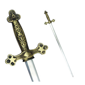 Masonic Regalia Swords Seniour Masonic Hub Templar High Quality Custom Digital Printing Carved <b>Stainless</b> <b>Steel</b> and Brass Sword - Product Image 4