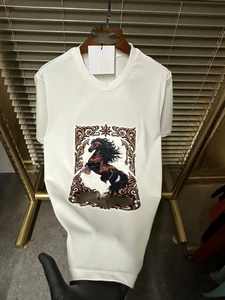 Camiseta de Manga Corta para Hombre, Talla Grande, de Seda/Algodón, con Estampado Animal, 300 Gramos, Anti-Pilling, Cuello Redondo, Casual, Transpirable, Ecológica, OEM, ODM - Product Image 2