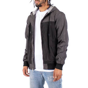 Veste de fitness coupe-vent en nylon léger unisexe avec capuche, fermeture éclair imprimée, veste coupe-vent d'extérieur décontractée pour hommes - Product Image 2