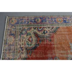 6,2x8,4 ft Turkish Rug, Vintage Rug, <b>Red</b> Animal Print <b>Wool</b> Rug - Product Image 4