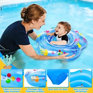 Bestseller 25.6 Inch Extra Wide Baby Float Anti Flip Safety Infant Swim Trainer 6 to 36 Months <b>Inflatable</b> Float Kids Summer Toy - Product Image 4