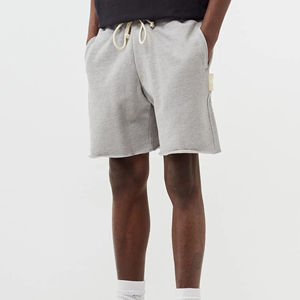 Short de sport personnalisé pour hommes, confortable, élastique, en coton éponge française, motif uni avec poches, short de sueur 100% coton OEM - Product Image 3