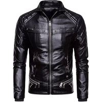 Herren Maßgeschneiderte Kunstleder-Windjacke Slim Fit Punk Gothic-Stil Umlegekragen Retro-Mode Motorrad Atmungsaktiv