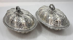 Ensemble de 2 plats de service uniques avec couvercle pour la maison, hôtel, restaurant et ustensiles de cuisine, décor de plat de service couleur argent - Product Image 3