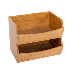 Lot de 2 organiseurs de bacs en bambou empilables pour le rangement des dosettes de café - Product Image 2