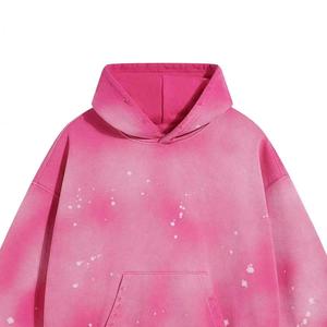 Sudadera con Capucha de Primavera con Lavado Ácido Desgastado y Bordado, Corte Regular Personalizado, 370 gramos, Algodón Grueso, Forrada, Tejido Sólido para Hombre - Product Image 4