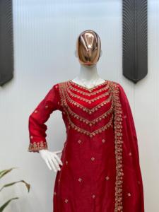 Recién llegado, conjunto de Kurta de seda de Bollywood para mujer, traje Dupatta bordado para fiesta de verano, traje de tendencia, precio barato, oferta a granel - Product Image 2