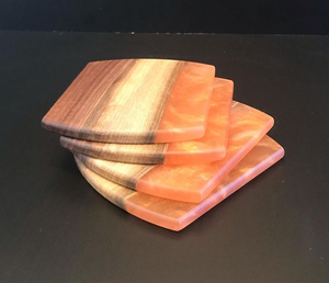 Decorative Glossy Resin & Wooden Coasters Best Selling 100% Natural Wood Made Serving Coasters for Luxury Home Table Decor Mats - Product Image 5