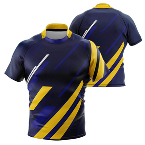 Venta al por mayor nuevos hombres cosidos Rugby impreso diseño transpirable Jersey profesional de alta calidad 100% poliéster personalizable - Product Image 1