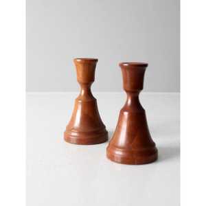 เชิงเทียนทำจากไม้ที่ทำด้วยมือที่น่าสนใจเชิงเทียนทำจากไม้ชาแบบโบราณสีน้ำตาลสำหรับตกแต่งโต๊ะ - Product Image 1