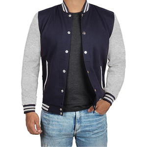 Veste universitaire à col montant pour hommes grande taille, logo personnalisé, vente en gros, utilisation en extérieur, avec manches en même matière - Product Image 1