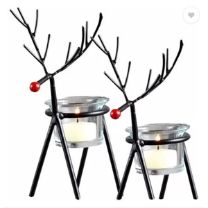Juego al por mayor de 2 portavelas de Reno navideño, artículos de decoración navideña de Indian Metal World - Product Image 2