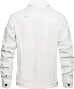 Veste en jean élégante pour homme, manteau tendance personnalisé, fermeture à bouton unique, col montant, coupe-vent, imprimé au dos, pour l'automne - Product Image 2