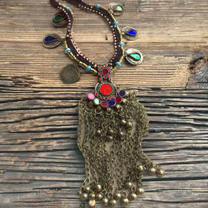 สร้อยคอแบบอัฟกานิสถาน ดีไซน์เนอร์ยอดนิยม งานแฮนด์เมดสไตล์โบราณ เครื่องประดับชาติพันธุ์สำหรับผู้หญิง เหมาะสำหรับงานเทศกาล งานแต่งงาน ขายส่งสำหรับร้านค้าและส่งออก - Product Image 2