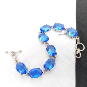 Pulsera de eslabones y cadena ajustable de cristal de tanzanita chapada en plata para mujer al por mayor para fiestas - Product Image 3