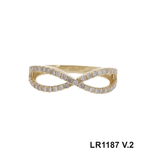 แหวนเพชรทรงอินฟินิตี้ทองคำขาว 14K ประดับเพชรทรงเหลี่ยมเจียระไนแบบ Pave-Set ชุบโรเดียม ดีไซน์คลาสสิกสำหรับผู้หญิง - Product Image 1